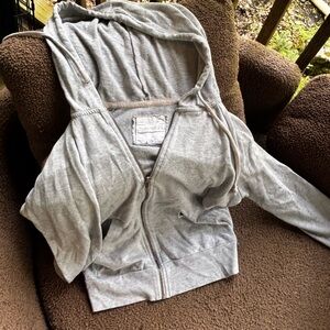 Forever 21 Light Heather Gray Zip-Up Hoodie